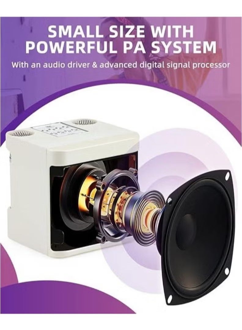 TIGER Portable Mini Karaoke Machine for Adults & Kids | Wireless Bluetooth Speaker with 2 Microphones | Ideal for Home Entertainment, Parties & Family Singing | Compact PA System for Indoor & Outdoor Use (Off White) - Image 4