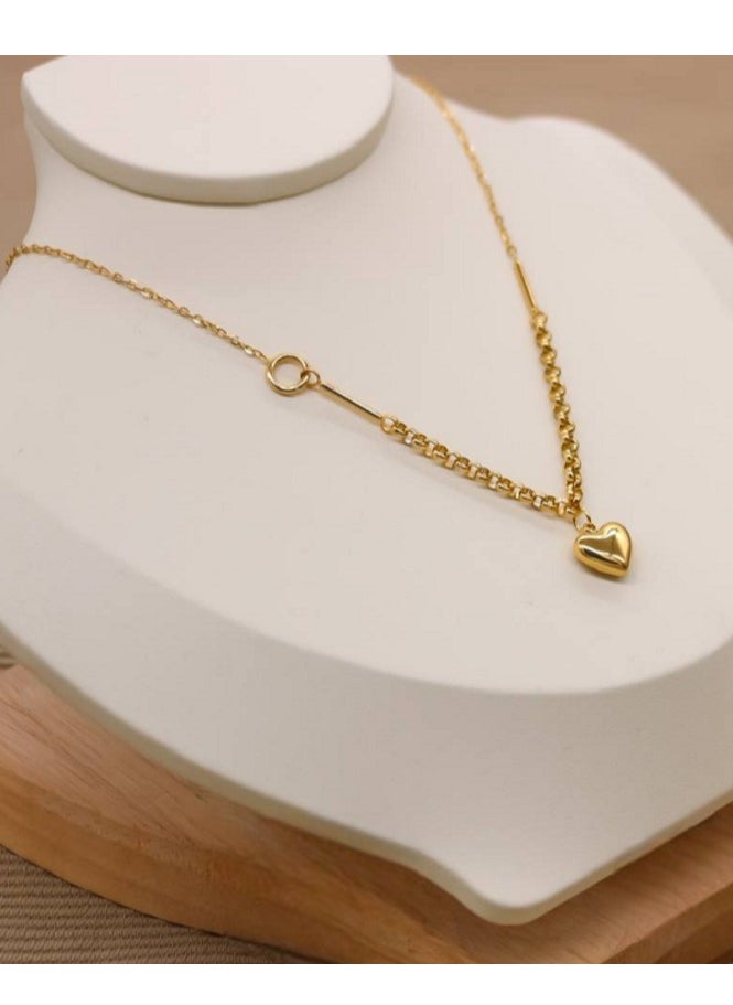 Ward Women's Necklace with Delicate Heart Design in Gold Color, Made of Stainless Steel 