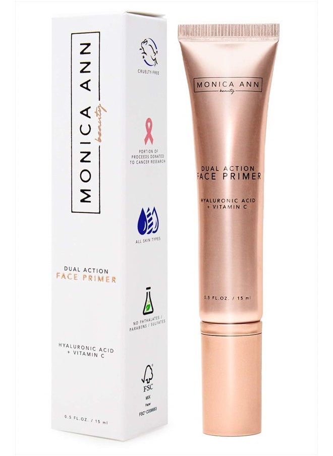 Monica Ann Beauty Dual-Action Face Primer - 15 mL | Hydrating Makeup Primer With Vitamin C & Hyaluronic Acid | Smoothing Translucent Matte Pore Minimizer | Foundation Primer For Any Skin Tone  - Image 1