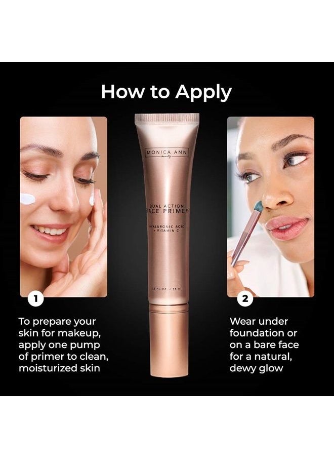 Monica Ann Beauty Dual-Action Face Primer - 15 mL | Hydrating Makeup Primer With Vitamin C & Hyaluronic Acid | Smoothing Translucent Matte Pore Minimizer | Foundation Primer For Any Skin Tone  - Image 5