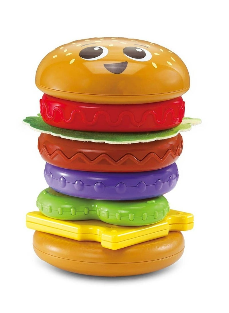 VTech Baby Build-a-Burger – Stacking & Sorting Toy with 6 Food Pieces, Shape Matching, Spinning & Color Play | for Babies 18–24 Months+ - Image 1