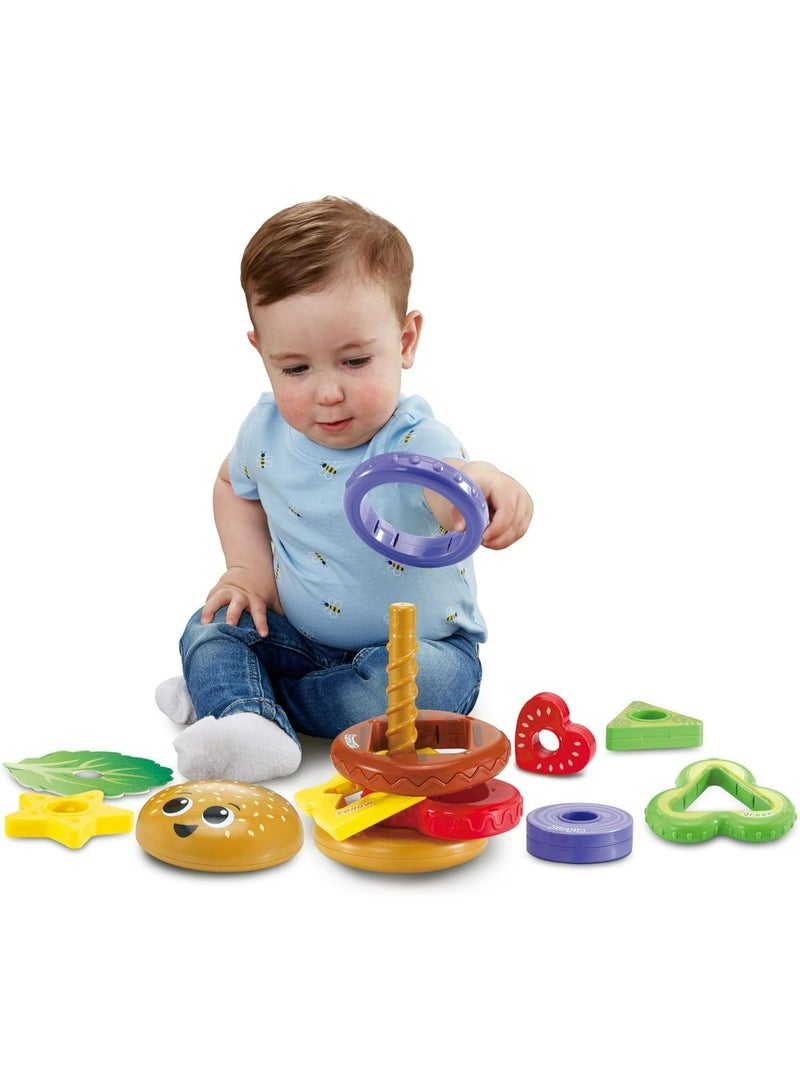 VTech Baby Build-a-Burger – Stacking & Sorting Toy with 6 Food Pieces, Shape Matching, Spinning & Color Play | for Babies 18–24 Months+ - Image 3