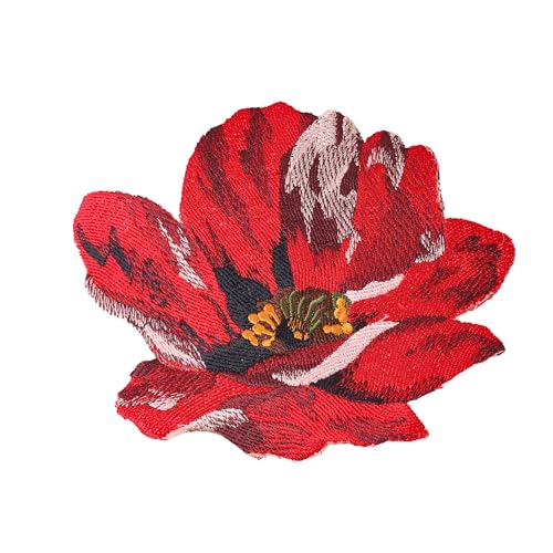 GARAAN - Machine Embroidered Applique, Embroidery Patch, Sew on Patches, DIY Projects, Poppy Flower Red(Pack of 3) - Image 1