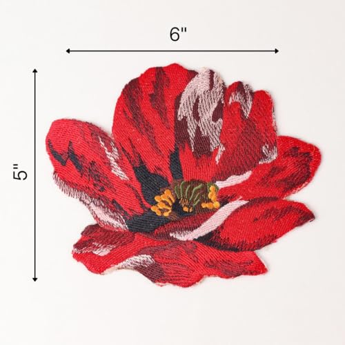 GARAAN - Machine Embroidered Applique, Embroidery Patch, Sew on Patches, DIY Projects, Poppy Flower Red(Pack of 3) - Image 3