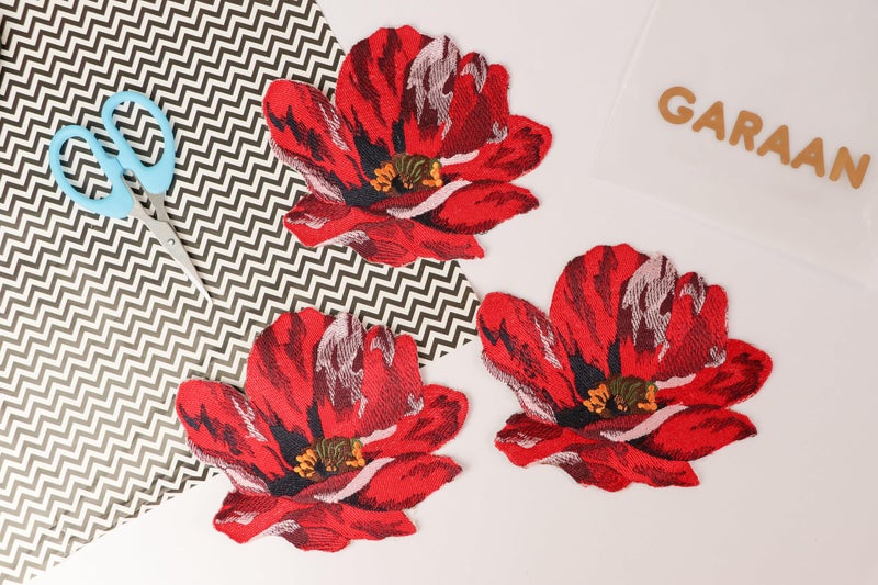 GARAAN - Machine Embroidered Applique, Embroidery Patch, Sew on Patches, DIY Projects, Poppy Flower Red(Pack of 3) - Image 5