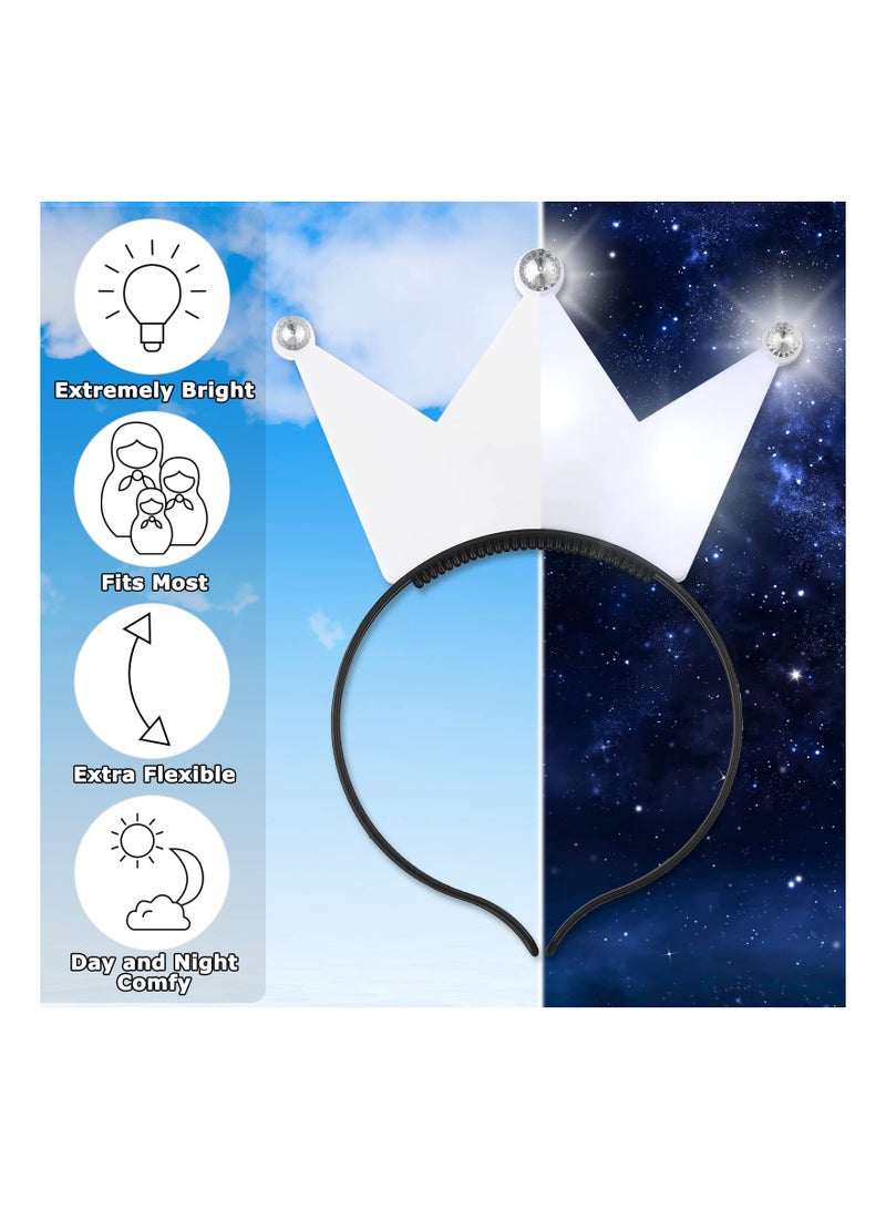 SOLARAE LED Light Up Crown Tiara Headband - 14 PCS Flashing Princess Hair Hoops for Kids, Multicolor LED Crowns, Perfect for Parties and Costume Accessories for Girls and Boys. - Image 5