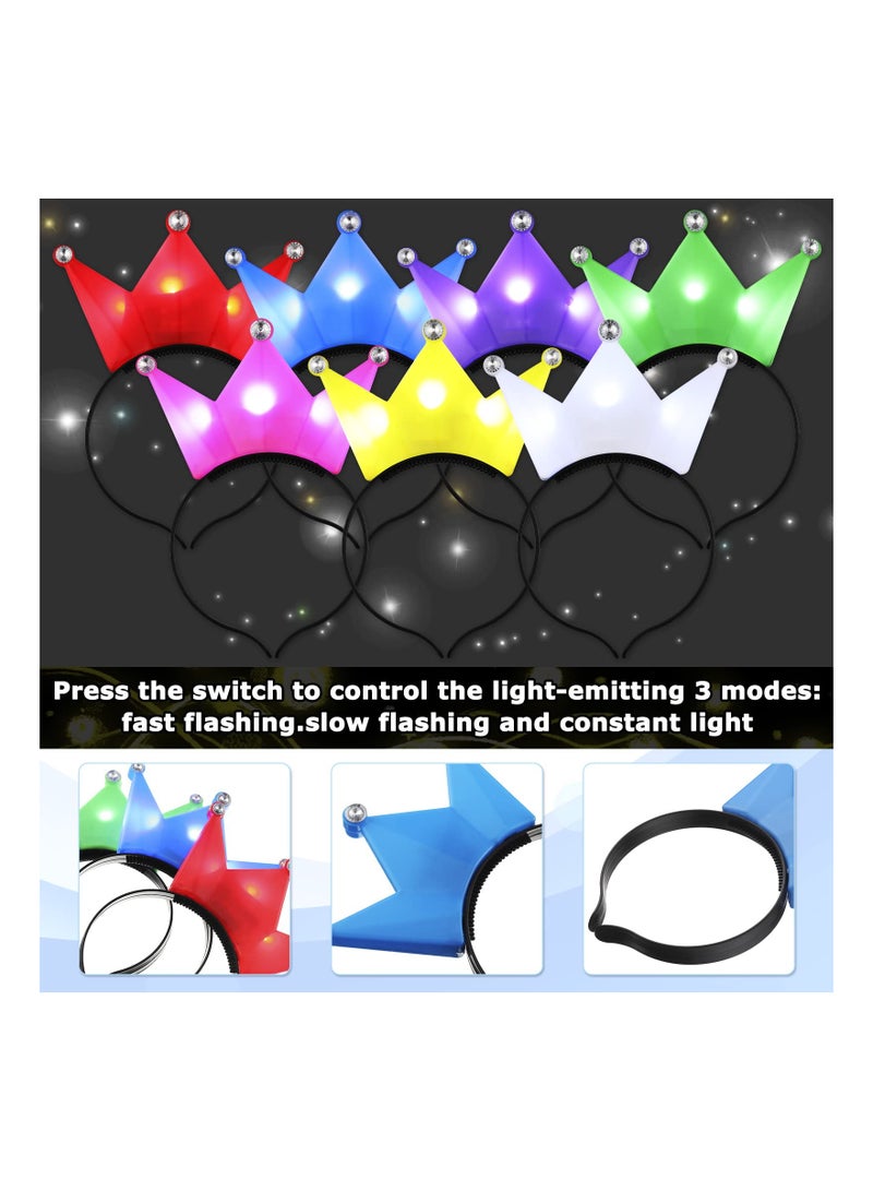 SOLARAE LED Light Up Crown Tiara Headband - 14 PCS Flashing Princess Hair Hoops for Kids, Multicolor LED Crowns, Perfect for Parties and Costume Accessories for Girls and Boys. - Image 4