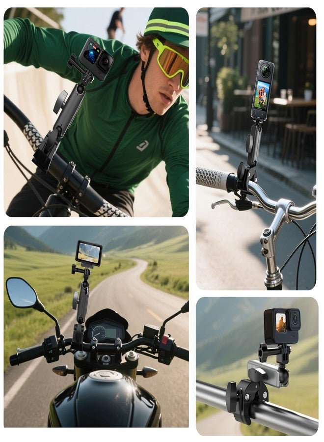 Cakrurt Bike/Bicycle/Motorcycle Handlebar Clamp Mount - with 360° Dual Ball Head, for Insta360 X5/X4, DJI Osmo 360, Osmo Action 5 Pro, Osmo Action 4, GoPro Max, Hero 13/12 - Action Camera Accessories - Image 5
