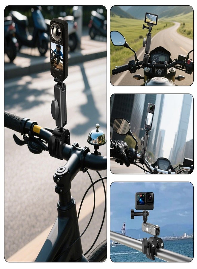 Cakrurt Bike/Bicycle/Motorcycle Handlebar Clamp Mount - with 360° Dual Ball Head, for Insta360 X5/X4, DJI Osmo 360, Osmo Action 5 Pro, Osmo Action 4, GoPro Max, Hero 13/12 - Action Camera Accessories - Image 4