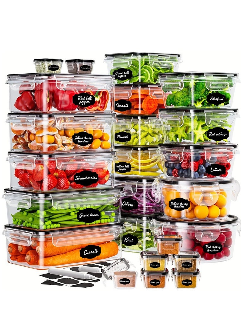 كليكسيمبل مجموعة حاويات تخزين طعام كبيرة من ٥٠ قطعة (٢٥ حاوية محكمة الإغلاق + ٢٥ غطاءً) مع قلم تحديد وملصقات | خالية من مادة BPA، قابلة للتكديس، مانعة للتسرب | آمنة للاستخدام في الميكروويف والفريزر لتحضير الوجبات وتنظيم المطبخ - Image 1