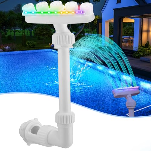 Reallnaive 2025 Solar Pool Fountain for Above and Inground LED 360° Adjustable Fountain for Swimming Pool Sprayer Waterfall Sprinkler with 7 Color LED Light Fun Waterfall Sprayer for Above Inground - Image 1