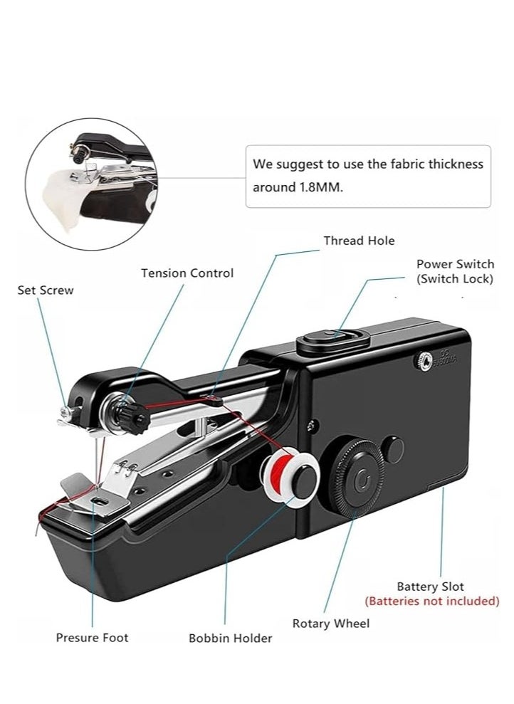 Furtey Handheld Sewing Machine,Mini Sewing Machine for Beginners and Adults Quick Stitching,Portable Sewing Machine with Sewing Supplies Suitable for Home,Travel,DIY  - Image 2