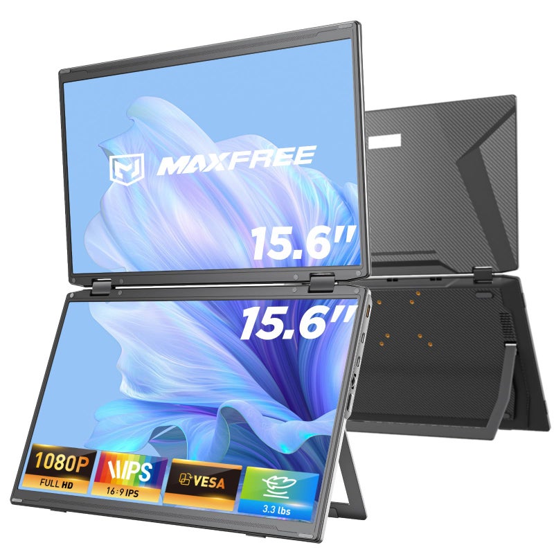 Maxfree Laptop Screen Extender 156 FHD 1080P Dual Portable Monitor with USB C HDMI Plug Play VESA Mountable Lightweight Dual Monitor for Laptop Windows MacM1M2M3 chip Android Ps4 Switch