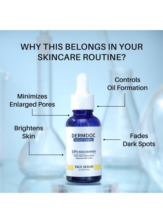 DermDoc - 10% Niacinamide Face Serum, 30ml | All Skin Types | Improves Skin Texture | Hydrates and Moisturizes - Image 1