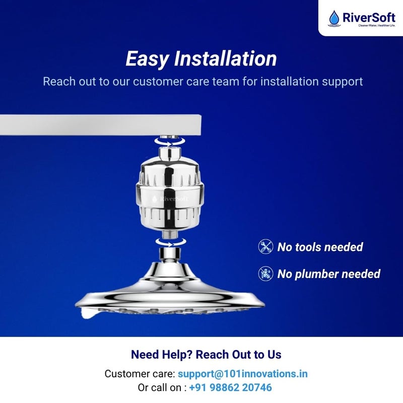 RiverSoft Combo Rain-Shower Set, RSC-7 rain shower 7 Spray setting with shower arm 15 inch and SF-15 Shower filter for hard water | Water softener for bathroom (ABS, Chrome) - Image 5