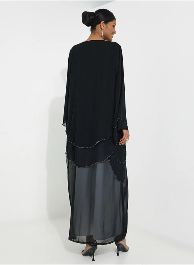 Rosette Abaya Elegant Embroidery Abaya