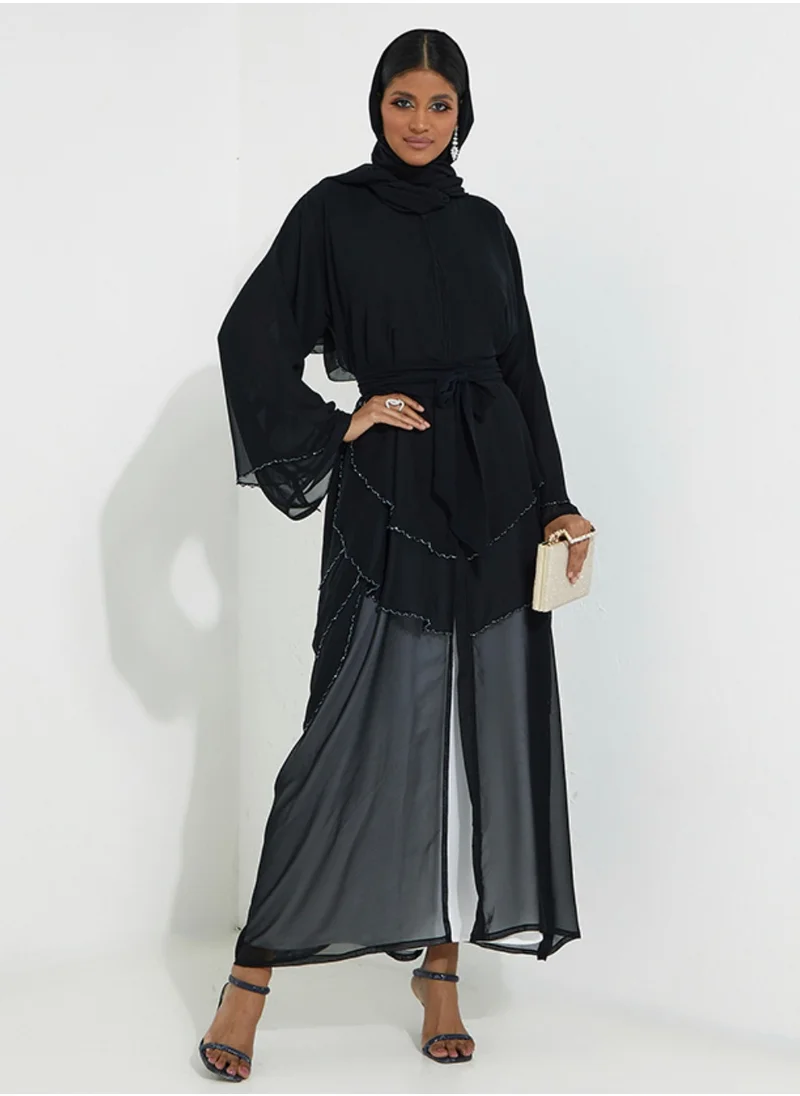 Rosette Abaya Elegant Embroidery Abaya