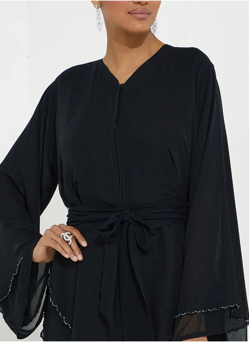 Rosette Abaya Elegant Embroidery Abaya