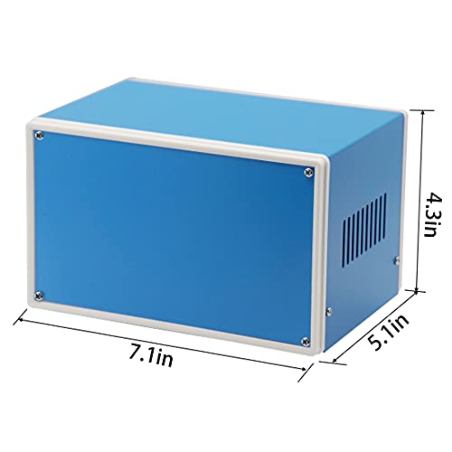Zulkit Electronic Enclosures Blue Metal Enclosure Project Case DIY Box Junction Case Enclosure Preventive Case (7.1" x 4.3" x 5.1") - Image 2