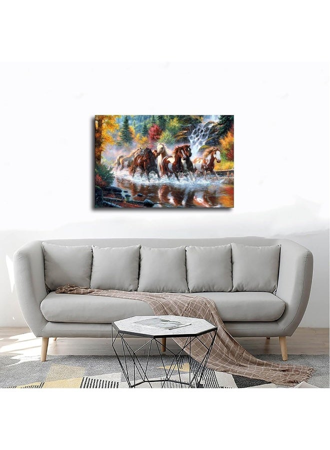 Home Trove Seven Lucky Running Wild Horses Art Animal Wall Art Running Horses Wall Posters 15 Canvas Poster Wall Art Decor Print Picture Paintings for Living Room Bedroom Decoration Unframe-style Unframe-styl  - Image 4
