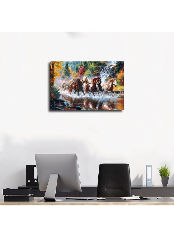 Home Trove Seven Lucky Running Wild Horses Art Animal Wall Art Running Horses Wall Posters 15 Canvas Poster Wall Art Decor Print Picture Paintings for Living Room Bedroom Decoration Unframe-style Unframe-styl  - Image 3