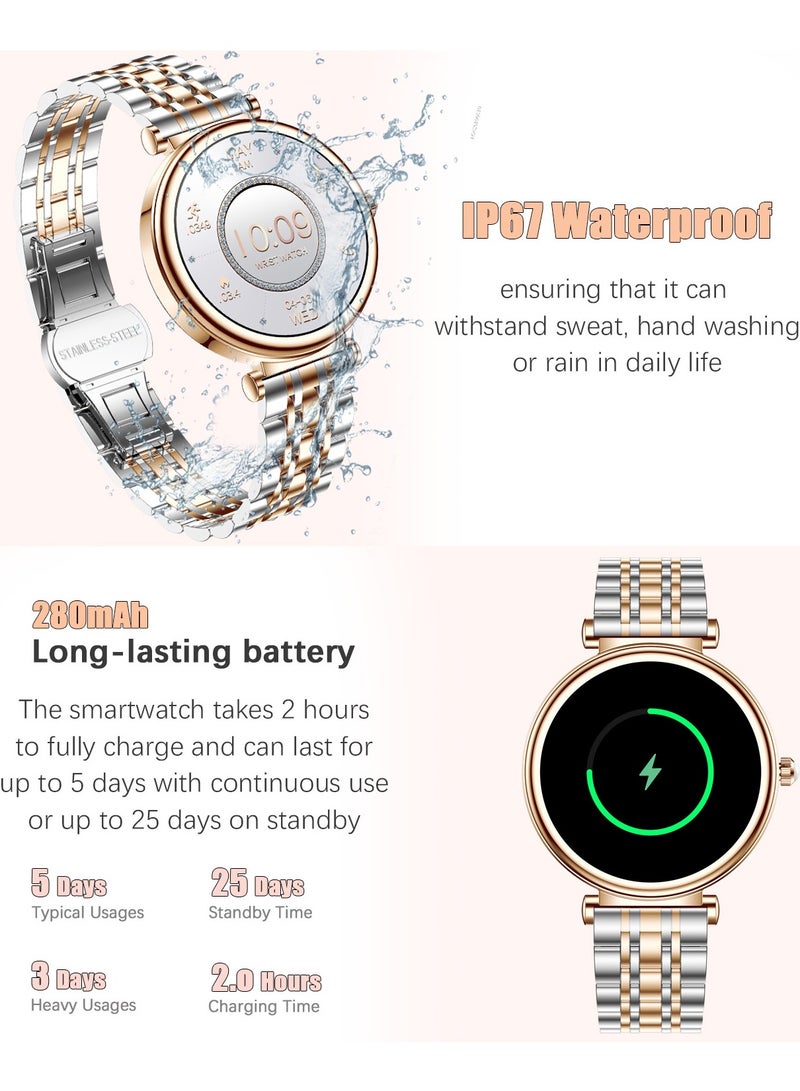 RollsTimi  Ladies smart watch, 1.27" high-definition touch screen, sports fitness tracker and heart rate measurement, waterproof smart watch, exquisite appearance, fashionable design - Image 3