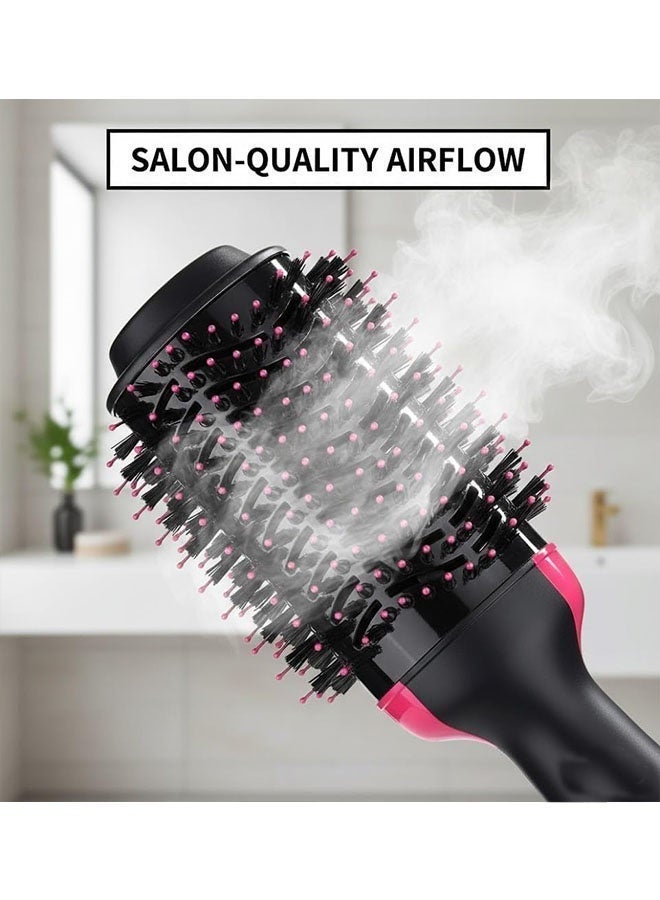 ATRJSZ 4-in-1 Hot Air Brush Hair Dryer & Volumizer with Ionic Technology – Professional Blow Dryer & Straightener for Smooth & Shiny Styling – Black & Pink - Image 3