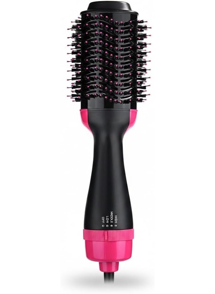 ATRJSZ 4-in-1 Hot Air Brush Hair Dryer & Volumizer with Ionic Technology – Professional Blow Dryer & Straightener for Smooth & Shiny Styling – Black & Pink - Image 1