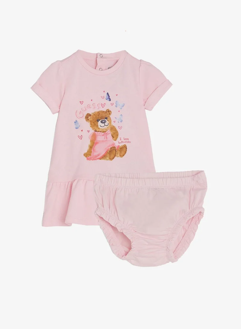 جس فستان أطفال بأكمام طويلة وسروال داخلي