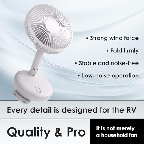 ZOIZ 12V RV Wall Mount Fan Quiet Oscillating Air Circulator Timer Wall Mounted for Camper Van Travel Trailer Car Boat Bedroom Living Room Portable Cooling for Van Life Camping White - Image 3