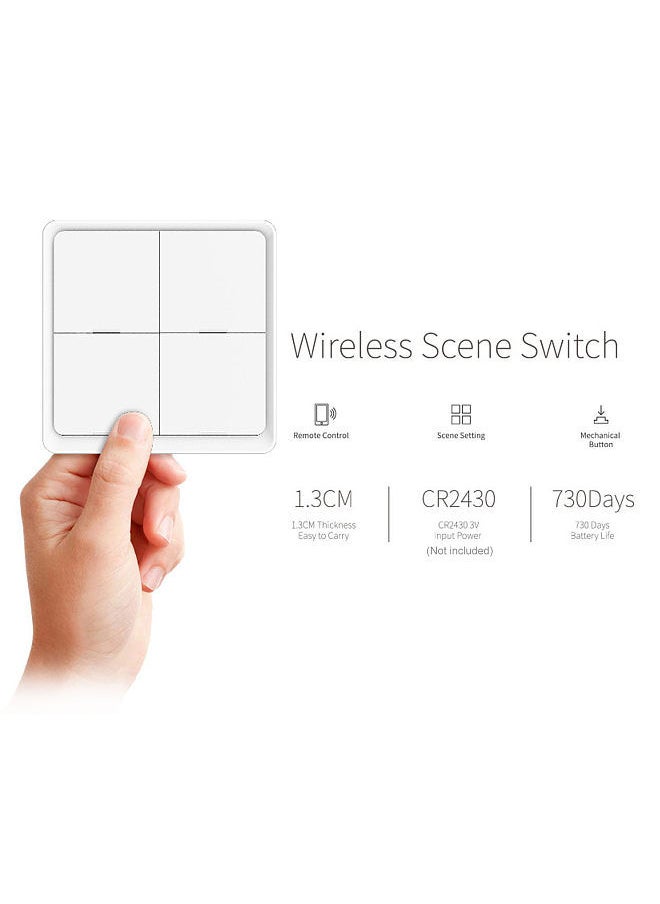 Tuya ZigBee Wireless Smarts Scene Switch 4 Gang Scenario Switch 4 Road Slab Scene Keys Switch Tuya Smarts Home Assistant Smarts Home Automation Compatible with Alexa, Google Home, Siri, Smarts Life