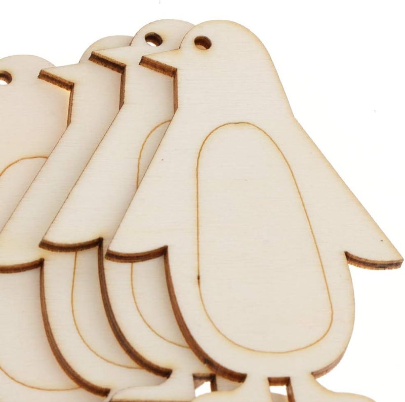 كلاراكو مجموعة من 20 قطعة من بطاقات الهدايا الخشبية غير المكتملة، لتزيين سجلات القصاصات وصنع البطاقات والأعمال اليدوية، على شكل بطريق، 8 × 5.2 × 0.2 سم - Image 4