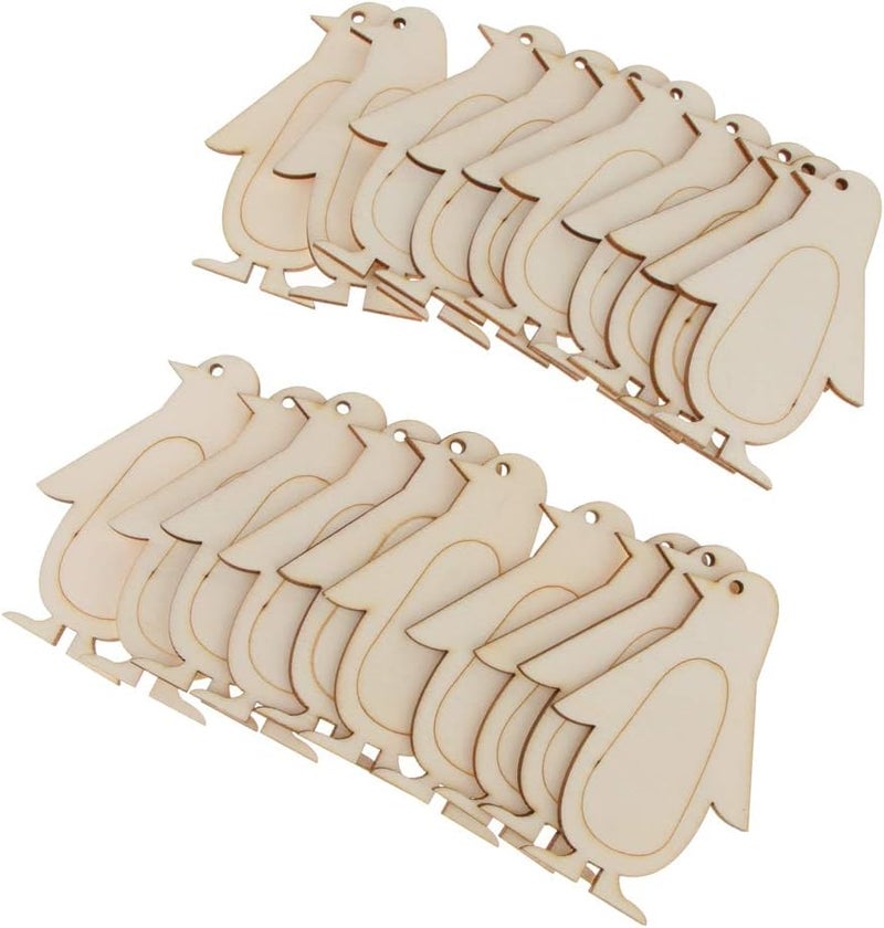 كلاراكو مجموعة من 20 قطعة من بطاقات الهدايا الخشبية غير المكتملة، لتزيين سجلات القصاصات وصنع البطاقات والأعمال اليدوية، على شكل بطريق، 8 × 5.2 × 0.2 سم - Image 2