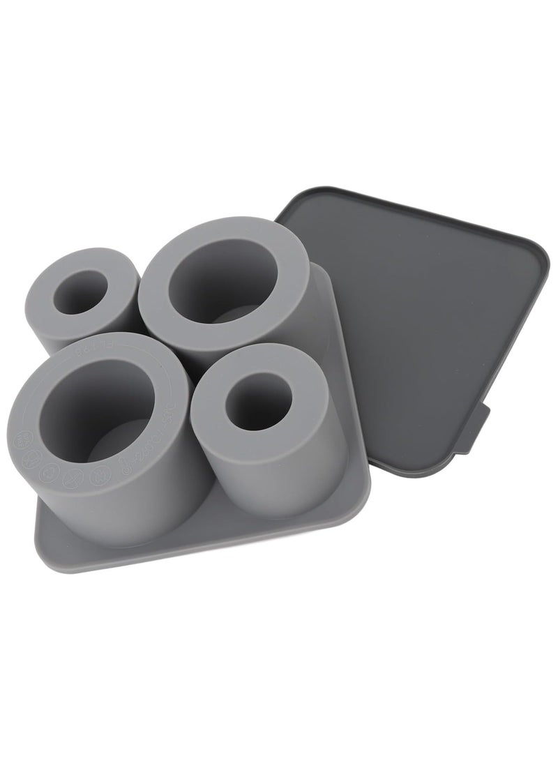 Mmmon Ice Cube Trays for Tumbler,4 Pcs Silicone Hollow Cylinder Ice Mold with Lid for Freezer,Ice Drink,Juice, Compatible with 20Oz,30Oz,40Oz Tumblers(Grey) - Image 2