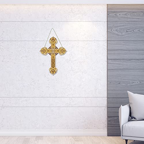 Artvibes Traditional Christian Holy Cross Designer Wooden Wall Hanging Decoration Items for Living Room | Spiritual Decor Items | Wall Poster | Modern Decor Items | Unique Gift (WH_5512N) - Image 2