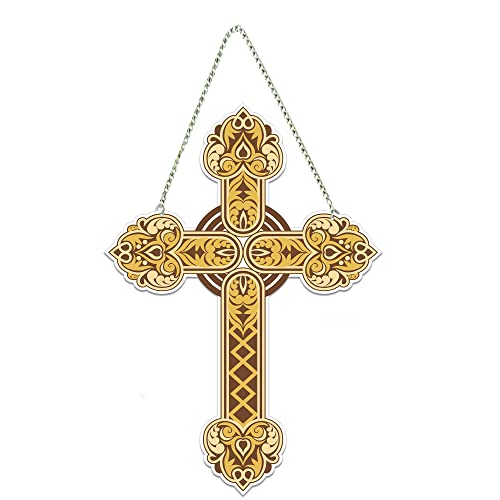 Artvibes Traditional Christian Holy Cross Designer Wooden Wall Hanging Decoration Items for Living Room | Spiritual Decor Items | Wall Poster | Modern Decor Items | Unique Gift (WH_5512N) - Image 1