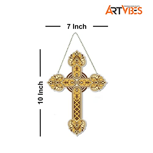 Artvibes Traditional Christian Holy Cross Designer Wooden Wall Hanging Decoration Items for Living Room | Spiritual Decor Items | Wall Poster | Modern Decor Items | Unique Gift (WH_5512N) - Image 5