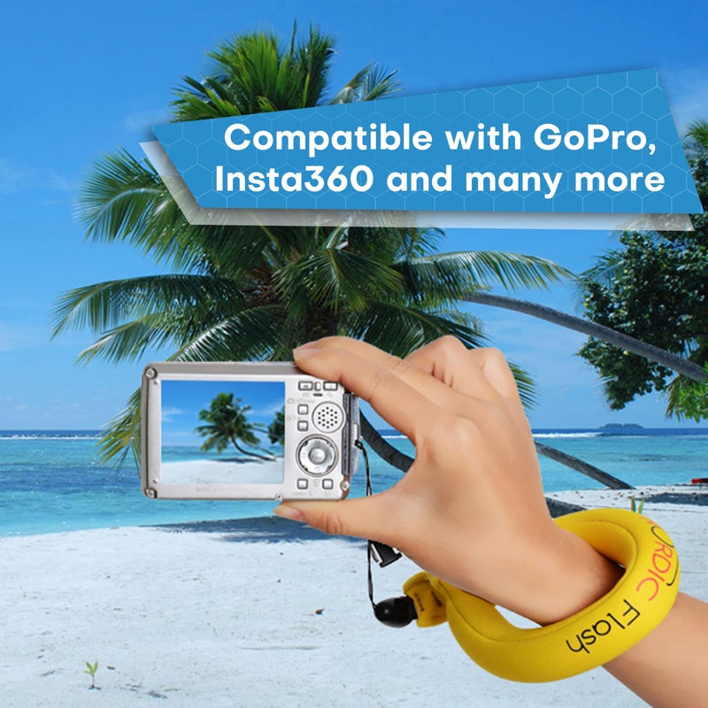 Nordic Flash Waterproof Camera Float (2-pack) Floating Strap for GoPro Hero12, DJI Action 4, Insta360 Ace Pro, Olympus Tough TG-6, & Many More Action Cameras and Phones - Yellow - Image 4