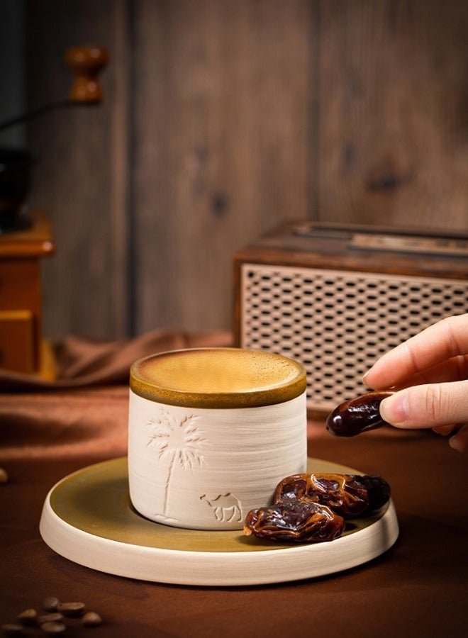 شيبشيب كوب قهوة فخاري عتيق بتصميم إبداعي، كوب سيراميكي كبير بسعة ‎310‎ مل للقهوة (‎8.9×8.9×7.4‎ سم) - Image 1