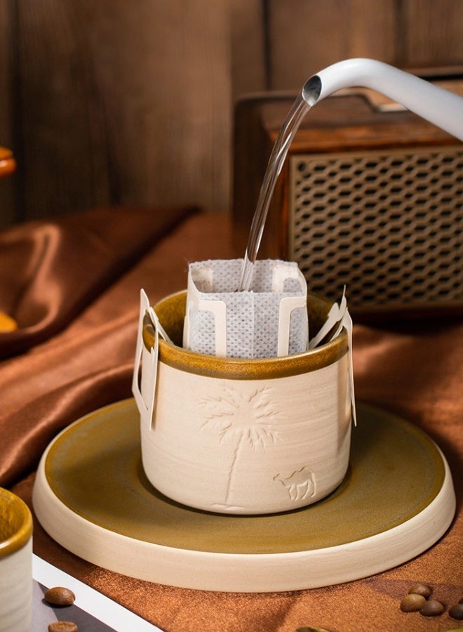 شيبشيب كوب قهوة فخاري عتيق بتصميم إبداعي، كوب سيراميكي كبير بسعة ‎310‎ مل للقهوة (‎8.9×8.9×7.4‎ سم) - Image 4