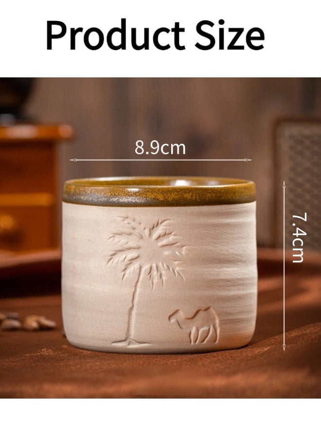 شيبشيب كوب قهوة فخاري عتيق بتصميم إبداعي، كوب سيراميكي كبير بسعة ‎310‎ مل للقهوة (‎8.9×8.9×7.4‎ سم) - Image 5