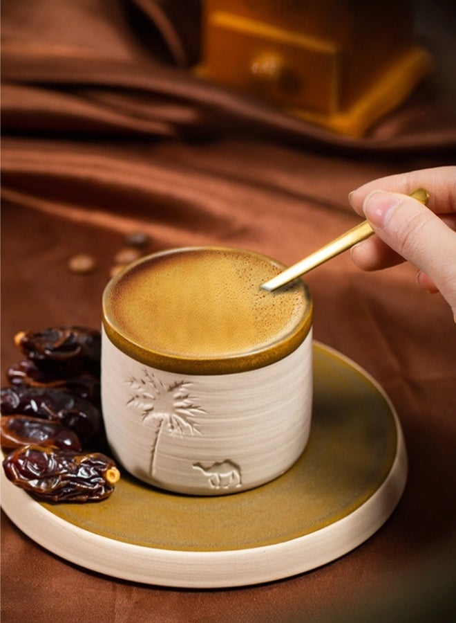 شيبشيب كوب قهوة فخاري عتيق بتصميم إبداعي، كوب سيراميكي كبير بسعة ‎310‎ مل للقهوة (‎8.9×8.9×7.4‎ سم) - Image 3