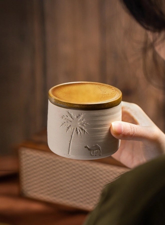 شيبشيب كوب قهوة فخاري عتيق بتصميم إبداعي، كوب سيراميكي كبير بسعة ‎310‎ مل للقهوة (‎8.9×8.9×7.4‎ سم) - Image 2