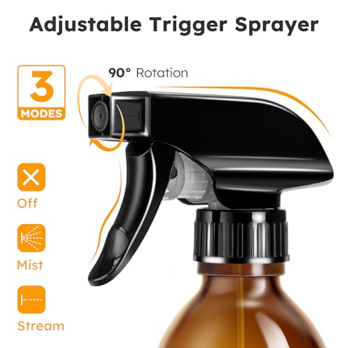 Tecohouse Glass Spray Bottles 8oz, Amber Hair Spray Bottles, 2 Pack Empty Refillable Sprayer Container with Labels, Funnel, Lids, Graduated Pipettes - Handheld Size - Image 5