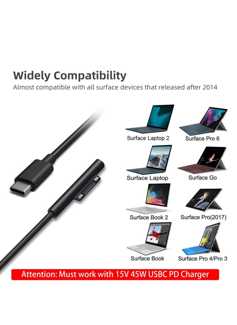 Generic - 1.8M/6ft Surface Connect to USB-C Charging Cable 15V/3A Compatible for Microsoft Surface Pro 3/4/5/6/7/ Surface Laptop 3/2/1/Surface Go/Surface Book1/2/3 - Image 1