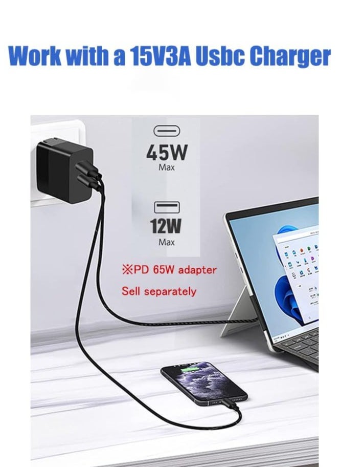 Generic - 1.8M/6ft Surface Connect to USB-C Charging Cable 15V/3A Compatible for Microsoft Surface Pro 3/4/5/6/7/ Surface Laptop 3/2/1/Surface Go/Surface Book1/2/3 - Image 1
