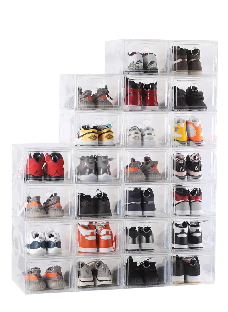 Cool Baby COOLBABY Shoe Storage Boxes, Shoe Box Clear Plastic Stackable, Drawer Type Front Opening Shoe Holder Containers (White) - 24 Drawer  - Image 1
