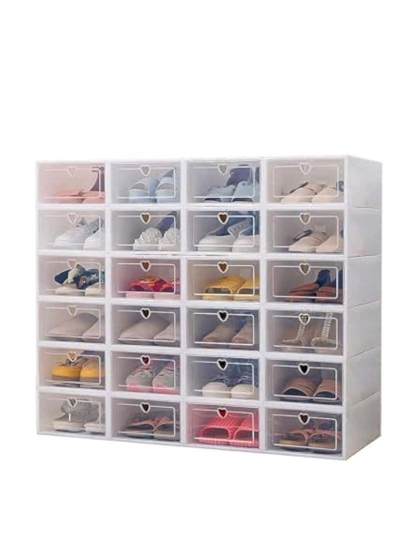 Cool Baby COOLBABY Shoe Storage Boxes, Shoe Box Clear Plastic Stackable, Drawer Type Front Opening Shoe Holder Containers (White) - 24 Drawer  - Image 2