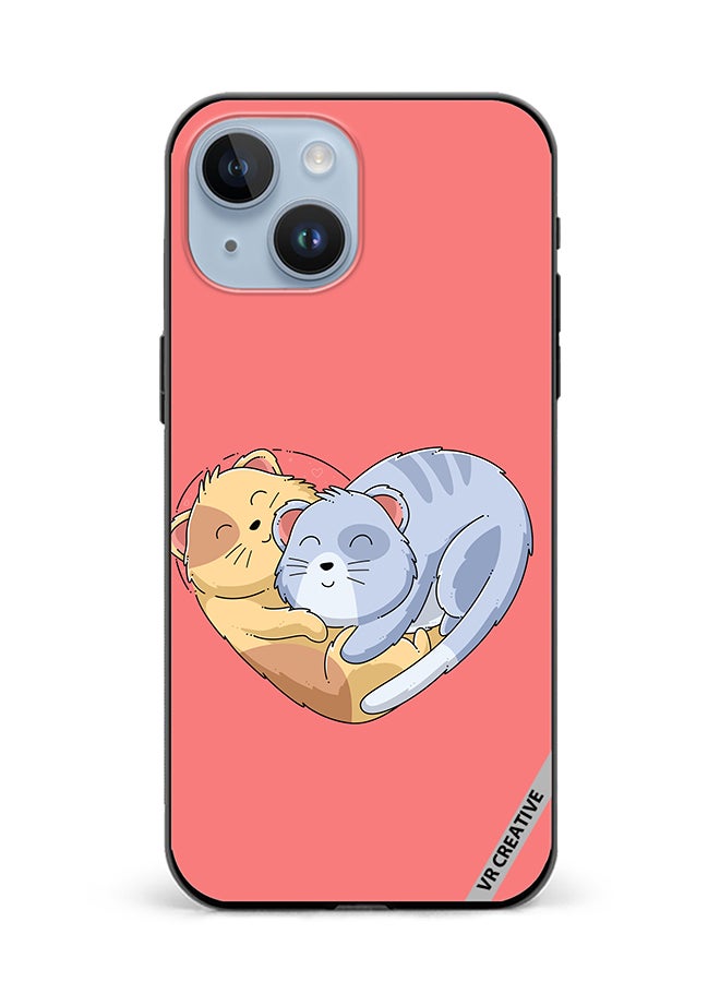 VR CREATIVE Protective Case Cover For Apple iPhone 15 Plus Klover Cat Design Multicolour - Image 1
