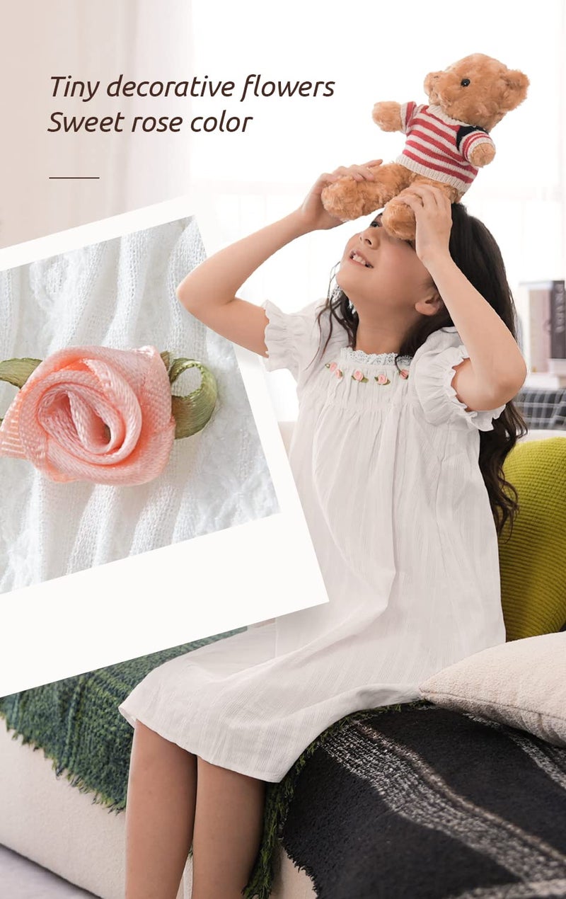 BANGSAUR Girls' Vintage Dresses, Cotton Princess Sleepshirts, Kids 3-12 Years - Image 3